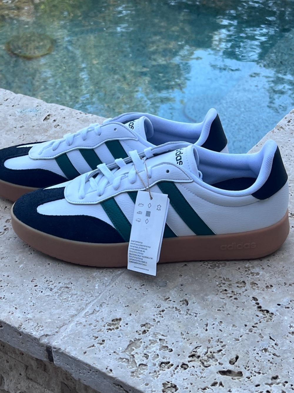Adidas Men’s Navy White & Green Leather Sneakers